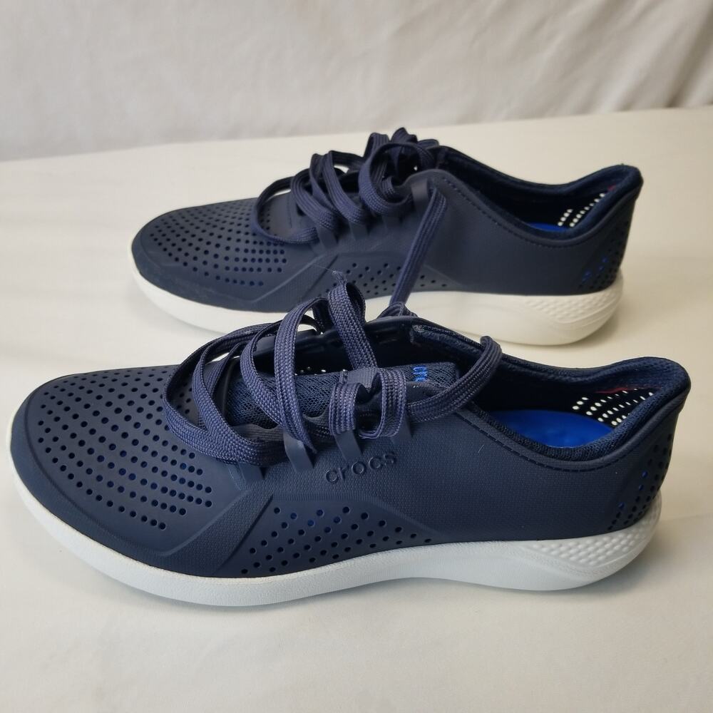Crocs LiteRide Pacer Men's Navy Blue/White Sneakers Sz 10